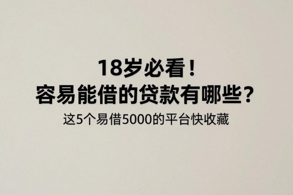 18岁必看!容易能借的贷款有哪些?这5个易借5000的平台快收藏