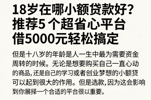 18岁在哪小额贷款好？推荐5个超省心平台，借5000元轻松搞定