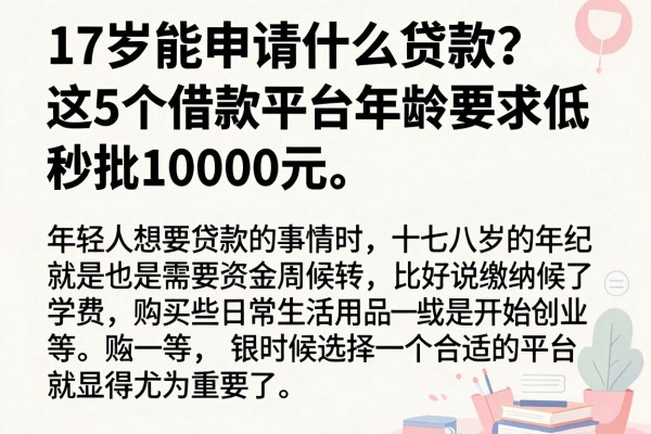 17岁能申请什么贷款？这5个借款平台年龄要求低，秒批10000元