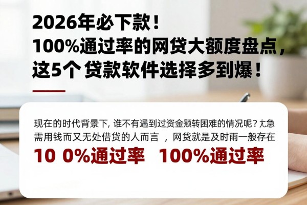 2026年必下款!100%通过率的网贷大额度盘点,这5个贷款软件选择多到爆!