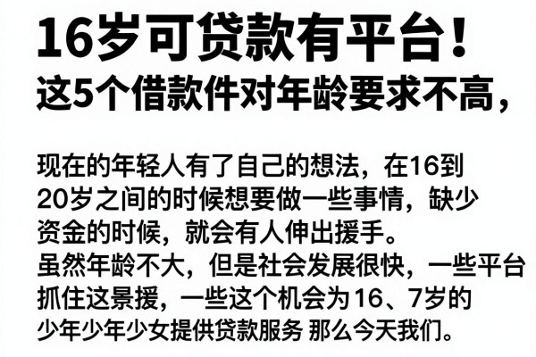 16岁可贷款有平台！这5个借款软件对年龄要求不高，专业揭秘