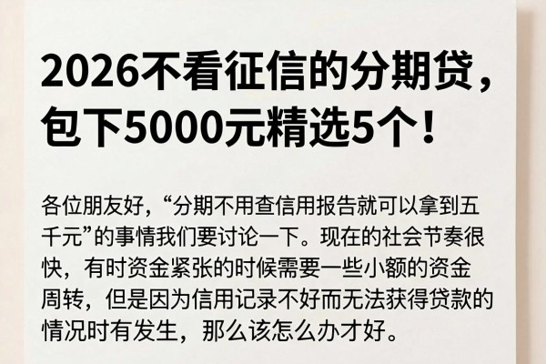 2026不看征信的分期贷款，包下5000元精选5个！