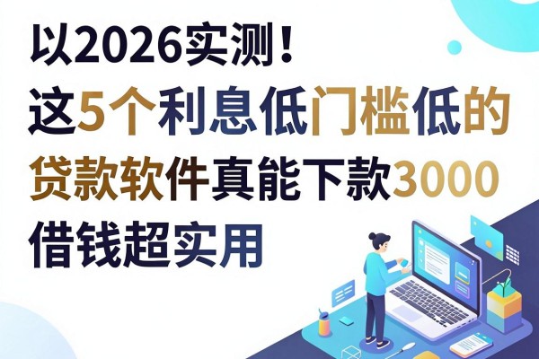 2026实测！这5个利息低门槛低的贷款软件真能下款3000，借钱超实用