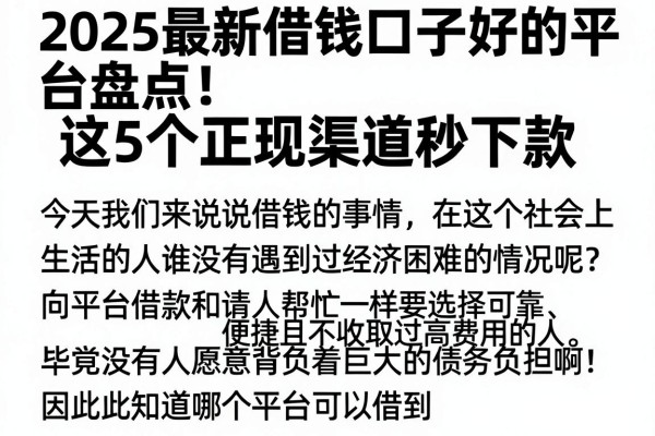 2025最新借钱口子好的平台盘点!这5个正规渠道秒下款