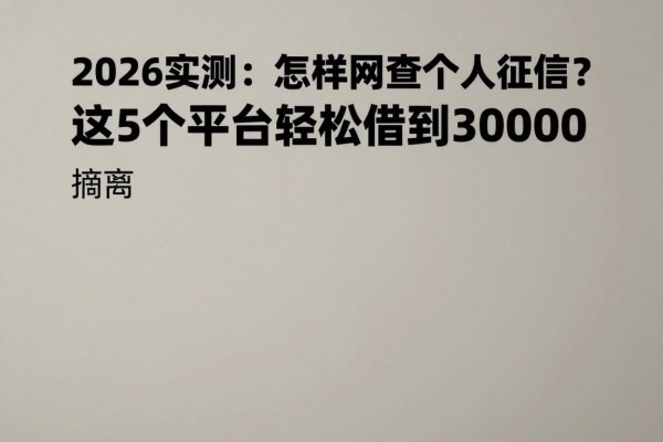 2026实测：怎样网查个人征信？这5个平台轻松借到30000