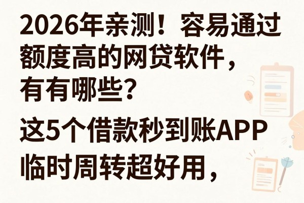 2026年亲测!容易通过额度高的网贷软件有哪些?这5个借款秒到账APP临时周转超好用