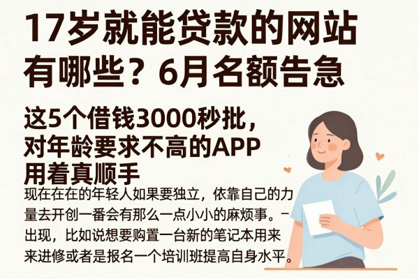 17岁就能贷款的网站有哪些？6月名额告急，这5个借钱3000秒批、对年龄要求不高的APP用着真顺手