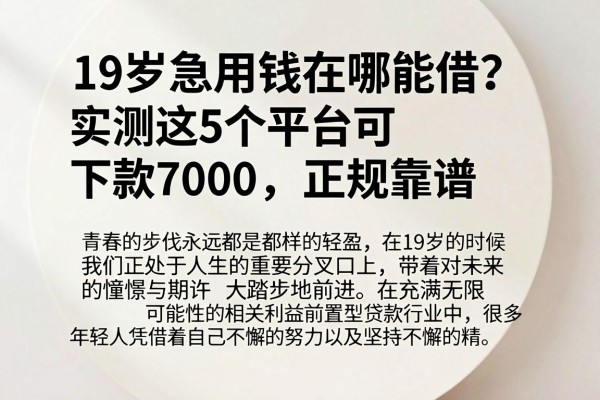 19岁急用钱在哪能借?实测这5个平台可下款7000,正规靠谱