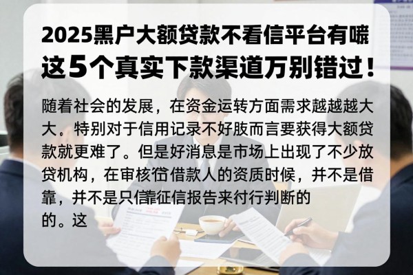 2025黑户大额贷款不看征信贷款平台有哪些?这5个真实下款渠道千万别错过!