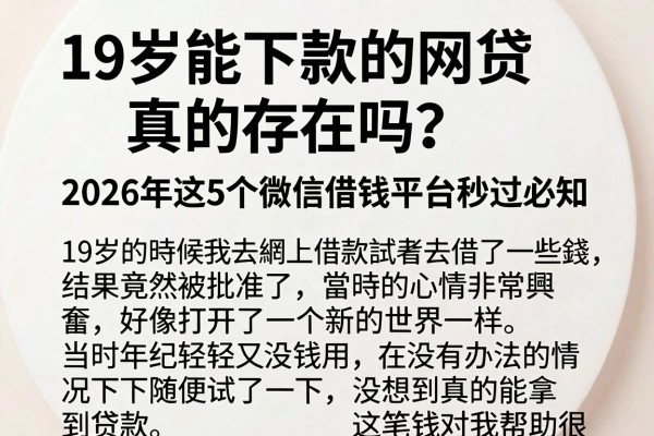 19岁能下款的网贷真的存在吗?2026年这5个微信借钱平台秒过必知