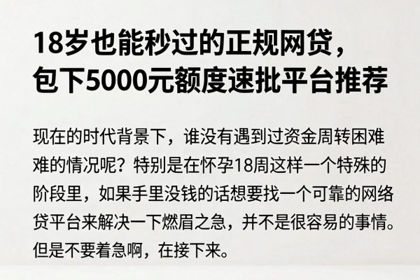 18岁也能秒过的正规网贷,包下5000元额度速批平台推荐
