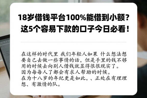 18岁借钱平台100%能借到小额？这5个容易下款的口子今日必看！