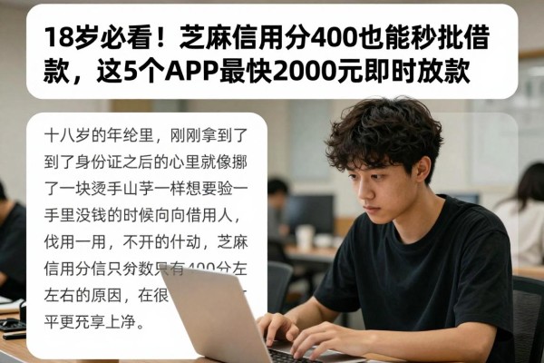 18岁必看！芝麻信用分400也能秒批借款，这5个APP最快2000元即时放款