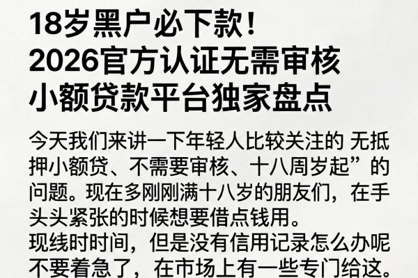 18岁黑户必下款!2026官方认证无需审核小额贷款平台独家盘点