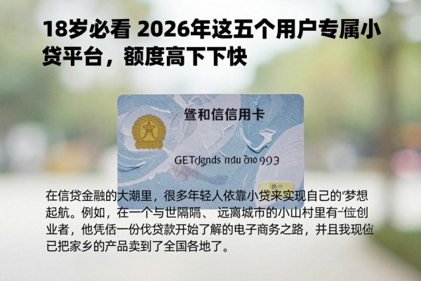 18岁必看！2026年这五个信用卡用户专属小额贷款平台，额度高下款快