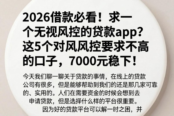 2026借款必看!求一个无视风控的贷款app?这5个对风控要求不高的口子,7000元稳下!
