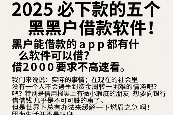 2025必下款的五个黑户借款软件！黑户能借款的app都有什么软件可以借？借2000要求不高速看