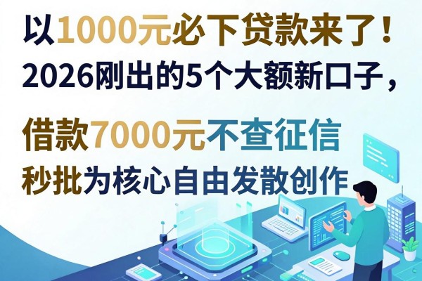1000元必下贷款来了！2026刚出的5个大额新口子，借款7000元不查征信秒批
