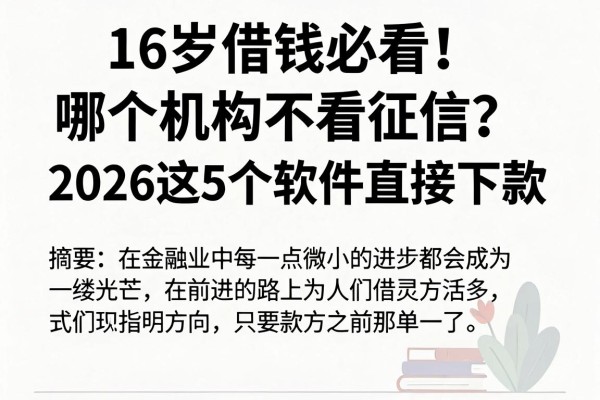 16岁借钱必看!哪个机构不看征信?2026这5个软件直接下款