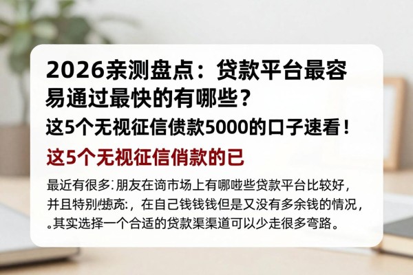 2026亲测盘点:贷款平台最容易通过最快的有哪些?这5个无视征信借款5000的口子速看!