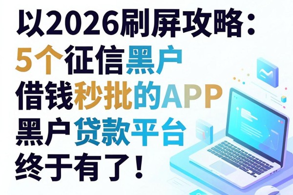 2026刷屏攻略：5个征信黑户借钱秒批的APP，黑户贷款平台终于有了！