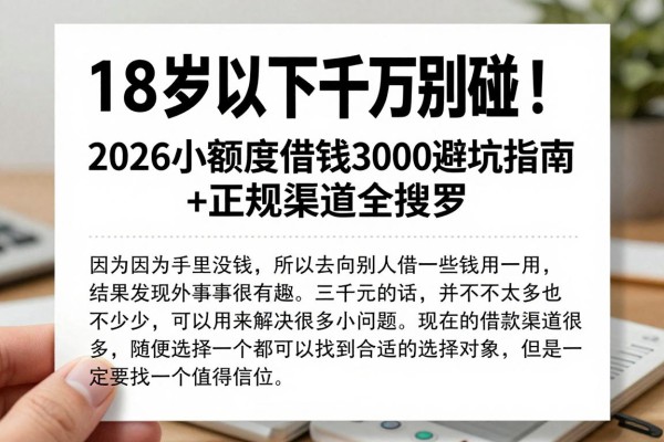 18岁以下千万别碰!2026小额度借钱3000避坑指南+正规渠道全搜罗
