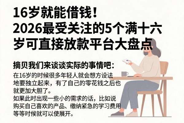 16岁就能借钱!2026最受关注的5个满十六岁可直接放款平台大盘点