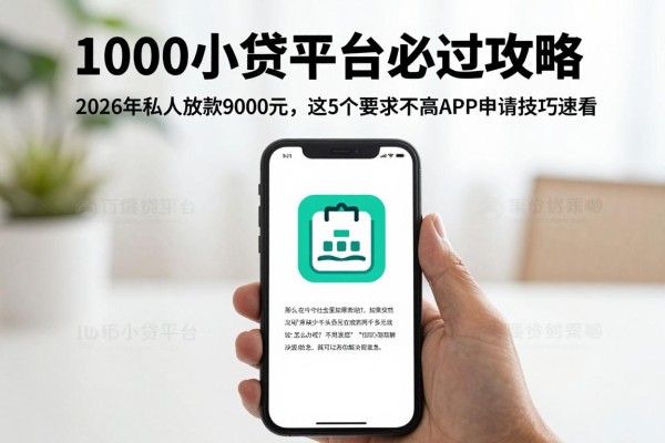 1000小贷平台必过攻略!2026年私人放款9000元,这5个要求不高的APP申请技巧速看