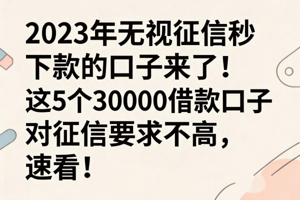 2023年无视征信秒下款的口子来了!这5个30000借款口子对征信要求不高,速看!