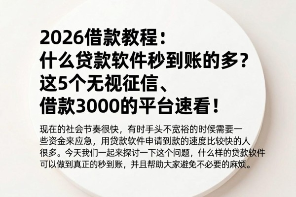 2026借款教程:什么贷款软件秒到账的多?这5个无视征信、借款3000的平台速看!