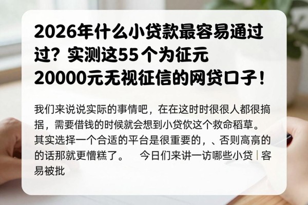 2026年什么小额贷款最容易通过?实测这5个2000元无视征信的网贷口子!