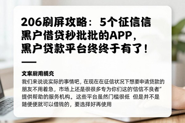 2026刷屏攻略:5个征信黑户借钱秒批的APP,黑户贷款平台终于有了!