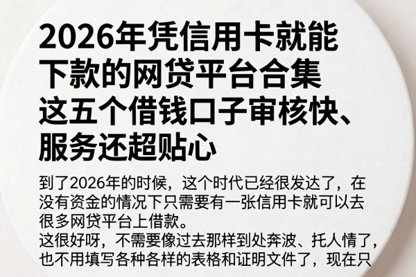 2026年凭信用卡就能下款的网贷平台合集,这五个借钱口子审核快、服务还超贴心!