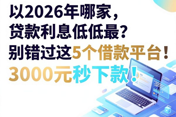 2026年哪家贷款利息低低最？别错过这5个借款平台，3000元秒下款！