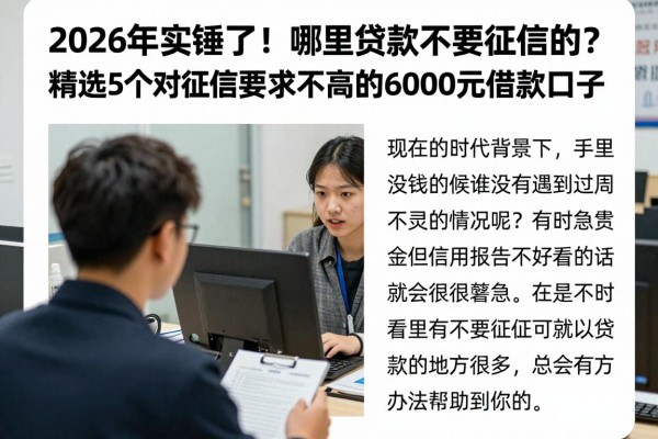 2026年实锤了!哪里贷款不要征信的?精选5个对征信要求不高的6000元借款口子