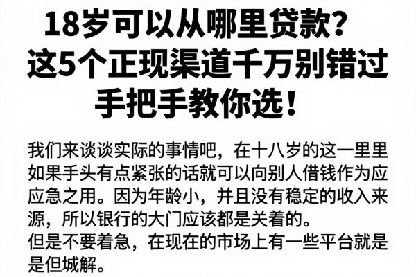 18岁可以从哪里贷款?这5个正规渠道千万别错过,手把手教你选!
