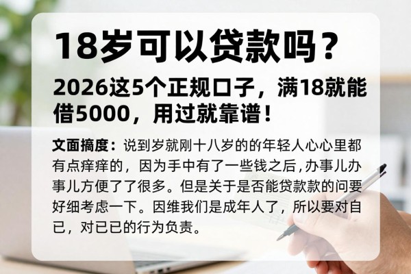 18岁可以贷款吗?2026这5个正规口子,满18就能借5000,用过都说靠谱!