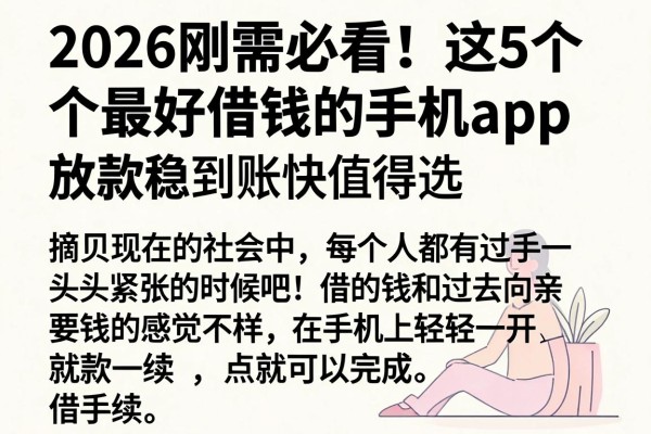 2026刚需必看!这5个最好借钱的手机app,放款稳到账快值得选