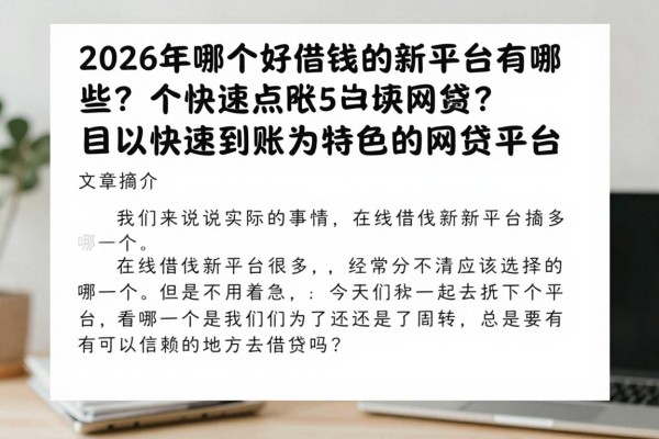 2026年哪个好借钱的新平台有哪些？盘点5个以快速到账为特色的网贷平台