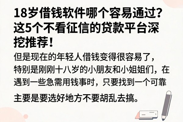 18岁借钱软件哪个容易通过？这5个不看征信的贷款平台深挖推荐！