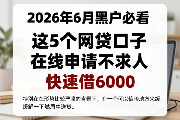 2026年6月黑户必看！这5个网贷口子在线申请不求人，快速借6000