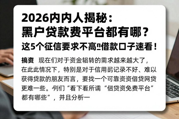 2026年内行人揭秘:黑户贷款免费平台都有哪些?这5个征信要求不高的借款口子速看!