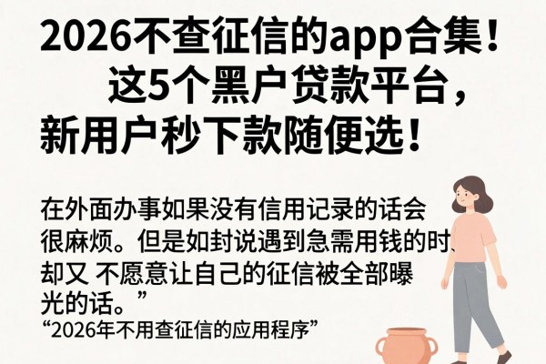 2026不查征信的app合集!这5个黑户贷款平台,新用户秒下款随便选!
