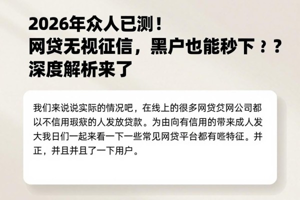 2026年众人已测!网贷无视征信,黑户也能秒下款?深度解析来了