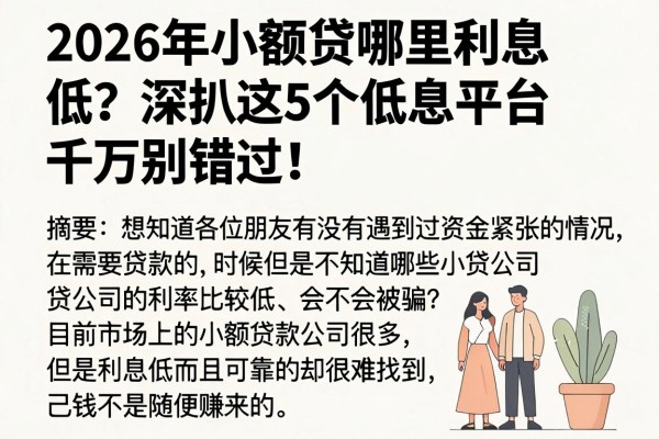 2026年小额贷哪里利息低？深扒这5个低息平台，千万别错过！
