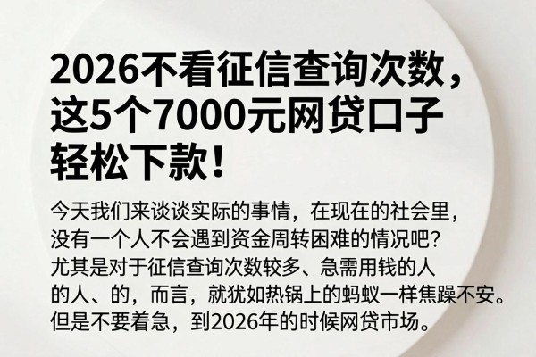 2026不看征信查询次数，这5个7000元网贷口子轻松下款！