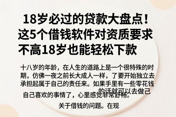 18岁必过的贷款大盘点！这5个借钱软件对资质要求不高，18岁也能轻松下款
