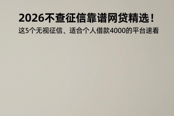 2026不查征信靠谱网贷精选！这5个无视征信、适合个人借款4000的平台速看