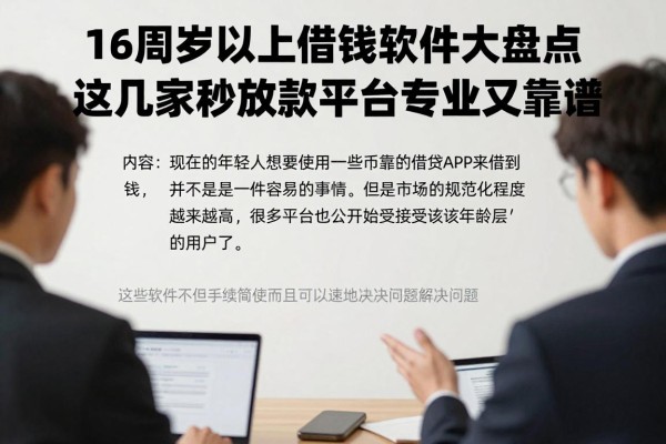 16周岁以上借钱软件大盘点,这几家秒放款平台专业又靠谱
