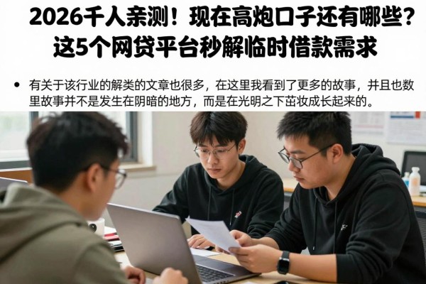 2026千人亲测！现在高炮口子还有哪些？这5个网贷平台秒解临时借款需求
